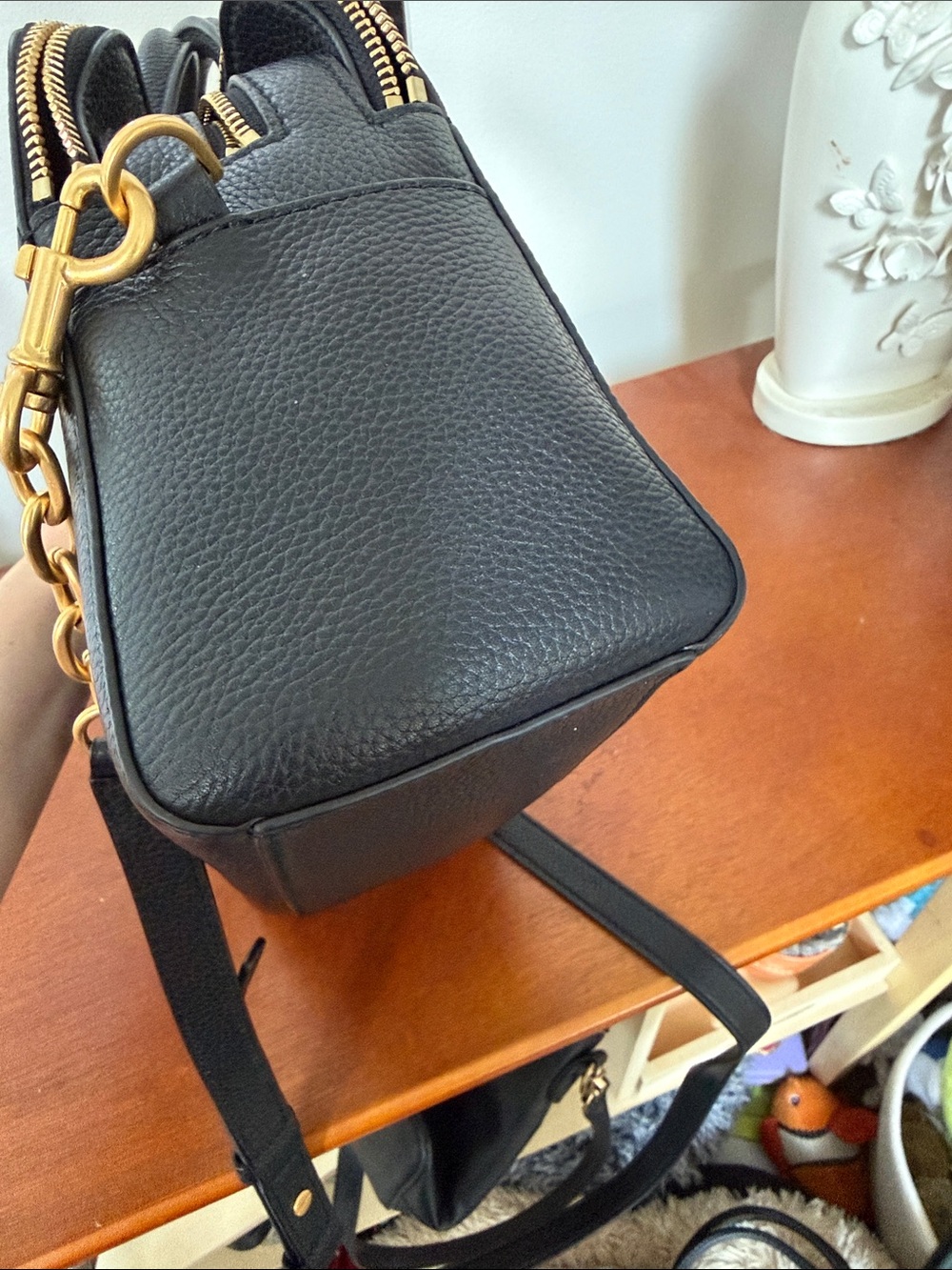 Tory Burch Black Pebbled Leather Satchel with Gold Hardware - Picture 12 of 15